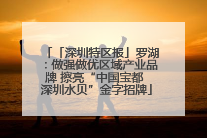 「深圳特区报」罗湖：做强做优区域产业品牌 擦亮“中国宝都 深圳水贝”金字招牌