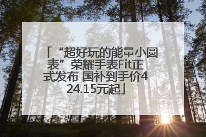 “超好玩的能量小圆表”荣耀手表Fit正式发布 国补到手价424.15元起