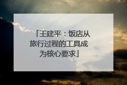 王建平：饭店从旅行过程的工具成为核心要求
