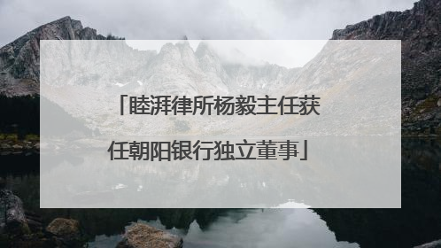 睦湃律所杨毅主任获任朝阳银行独立董事
