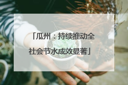 瓜州：持续推动全社会节水成效显著