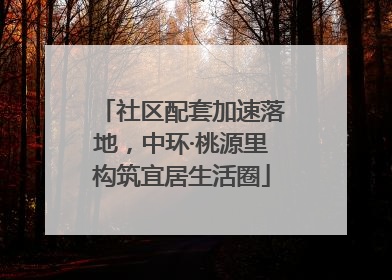 社区配套加速落地，中环·桃源里构筑宜居生活圈