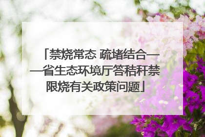 禁烧常态 疏堵结合——省生态环境厅答秸秆禁限烧有关政策问题