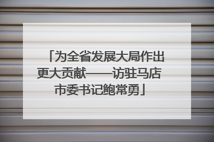 为全省发展大局作出更大贡献——访驻马店市委书记鲍常勇