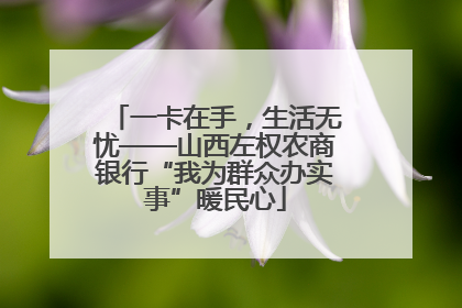 一卡在手，生活无忧——山西左权农商银行“我为群众办实事”暖民心