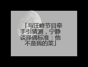 与汪峰节目牵手引猜测，宁静谈择偶标准：他不是我的菜