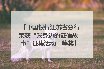 中国银行江苏省分行荣获“我身边的征信故事”征集活动一等奖