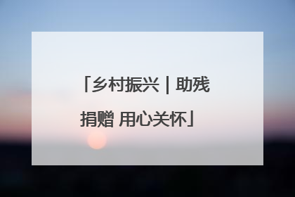 乡村振兴｜助残捐赠 用心关怀