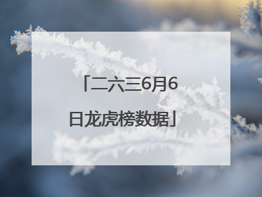 二六三6月6日龙虎榜数据