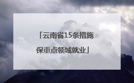 云南省15条措施保重点领域就业