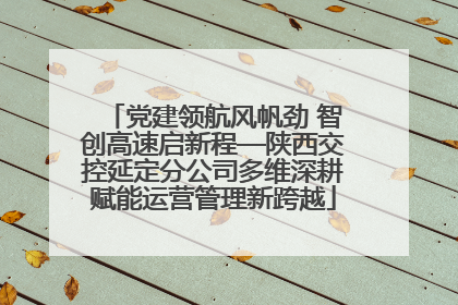 党建领航风帆劲 智创高速启新程—陕西交控延定分公司多维深耕赋能运营管理新跨越