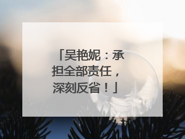 吴艳妮：承担全部责任，深刻反省！