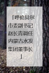 呼伦贝尔市委副书记赵长青调任内蒙古水发集团董事长