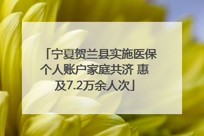 宁夏贺兰县实施医保个人账户家庭共济 惠及7.2万余人次