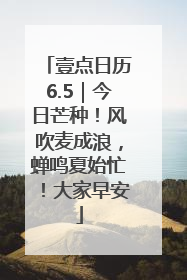 壹点日历6.5｜今日芒种！风吹麦成浪，蝉鸣夏始忙！大家早安