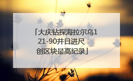 大庆钻探海拉尔乌121-90井日进尺 创区块最高纪录
