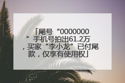 尾号“0000000”手机号拍出61.2万，买家“李小龙”已付尾款，仅享有使用权