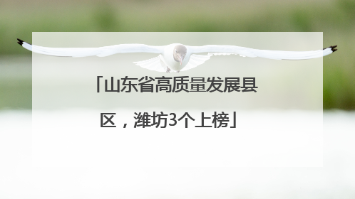 山东省高质量发展县区，潍坊3个上榜