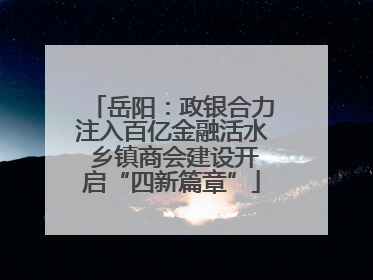 岳阳：政银合力注入百亿金融活水 乡镇商会建设开启“四新篇章”
