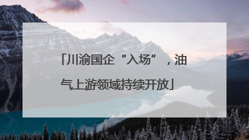 川渝国企“入场”，油气上游领域持续开放