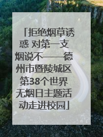 拒绝烟草诱惑 对第一支烟说不——德州市暨陵城区第38个世界无烟日主题活动走进校园
