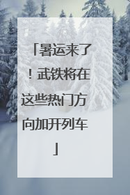 暑运来了！武铁将在这些热门方向加开列车