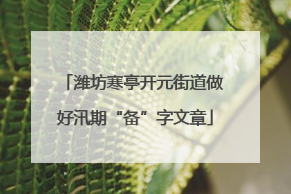 潍坊寒亭开元街道做好汛期“备”字文章