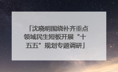 沈晓明围绕补齐重点领域民生短板开展“十五五”规划专题调研