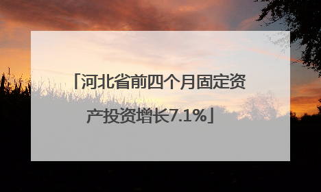 河北省前四个月固定资产投资增长7.1%