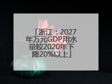 浙江：2027年万元GDP用水量较2020年下降20%以上