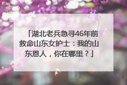 湖北老兵急寻46年前救命山东女护士：我的山东恩人，你在哪里？