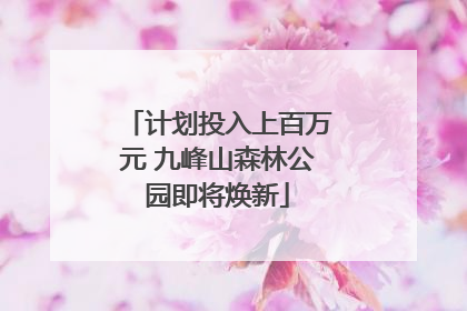 计划投入上百万元 九峰山森林公园即将焕新