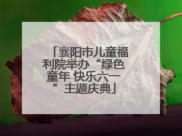 襄阳市儿童福利院举办“绿色童年 快乐六一”主题庆典