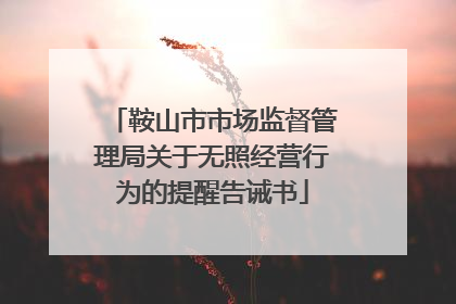 鞍山市市场监督管理局关于无照经营行为的提醒告诫书