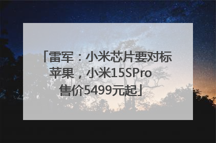 雷军：小米芯片要对标苹果，小米15SPro售价5499元起