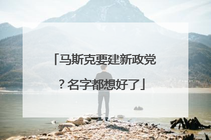 马斯克要建新政党？名字都想好了