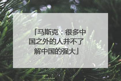 马斯克：很多中国之外的人并不了解中国的强大