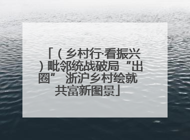 （乡村行·看振兴）毗邻统战破局“出圈” 浙沪乡村绘就共富新图景